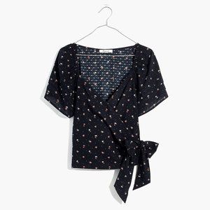 Madewell Ruffle-Sleeve Wrap Top in Spring Floral XXS